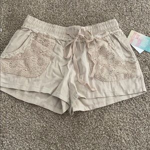 Tan linen shorts